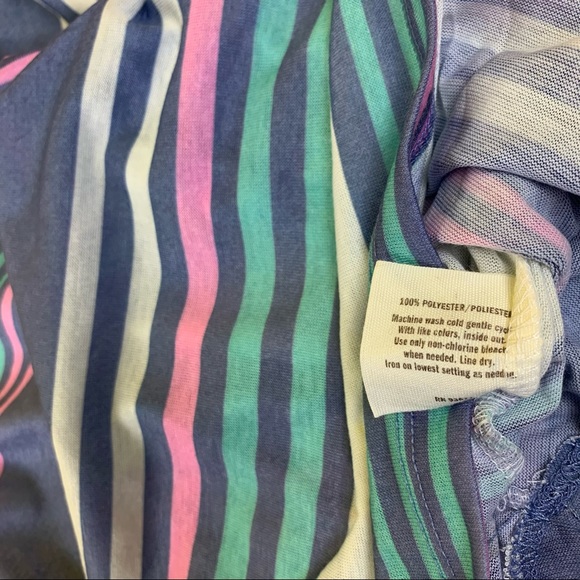 Decree summer striped relaxed tee top t-shirt beach bat cut sleeve blue pink - Picture 10 of 10